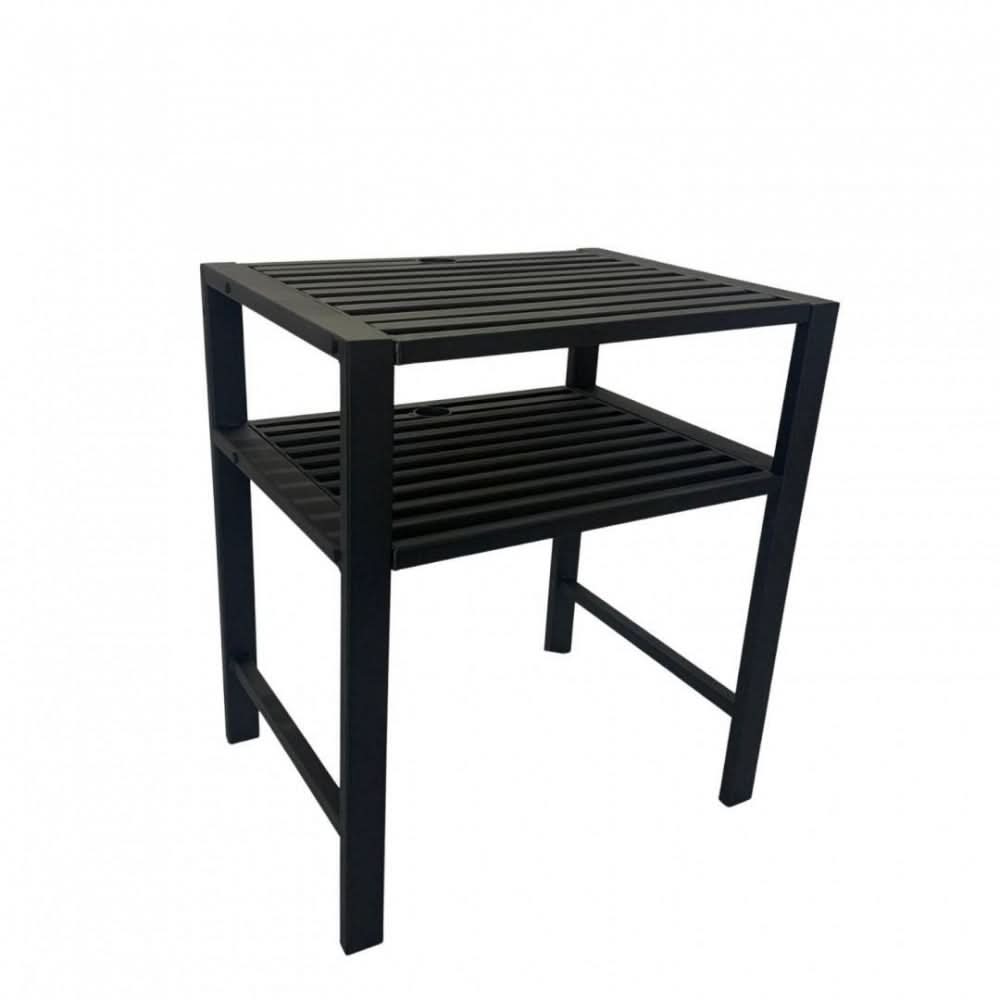 Set mobilier gradina metalic VivaTechnix VMD-1046, masa cu orificiu umbrela 42 mm + 2 scaune, profil 40x20x1.5 mm