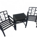 Set mobilier gradina metalic VivaTechnix VMD-1046, masa cu orificiu umbrela 42 mm + 2 scaune, profil 40x20x1.5 mm