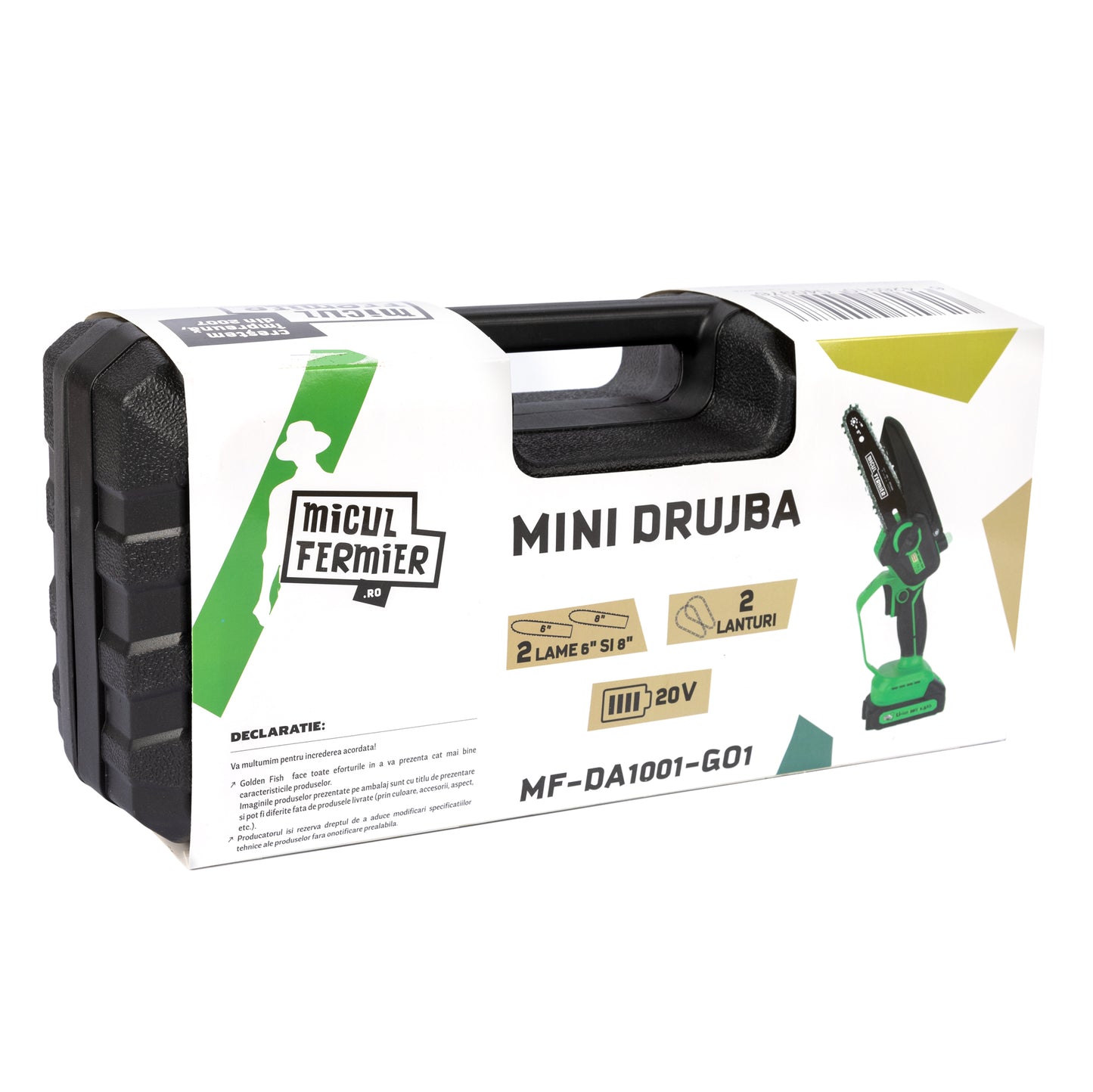 Mini Drujba Micul Fermie, cu 2 lame 6" si 8", 2 lanturi MF-DA1001-G01, 20V, 1.5Ah