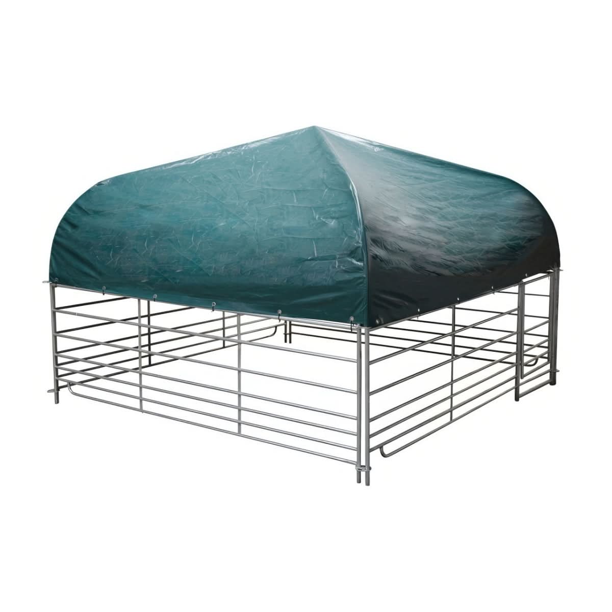 Cort complet cu tarc pentru oi și capre, 275 × 275 cm, acoperiș, mobil, cu ancore metalice
