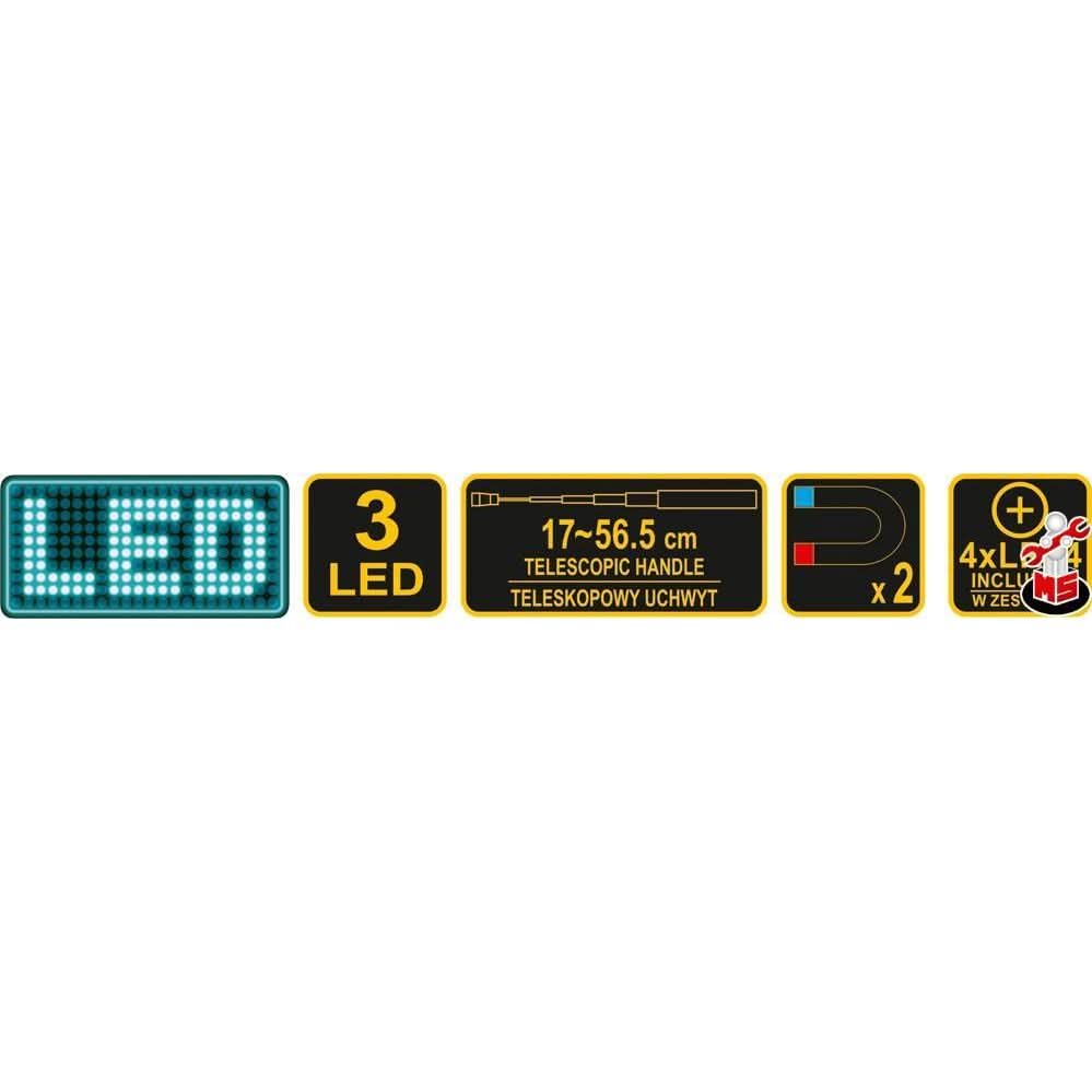 Telescop Magnetic Cu Led Vorel 78405, 17-56,5 cm - ZEP.RO - Ți-e la îndemână!