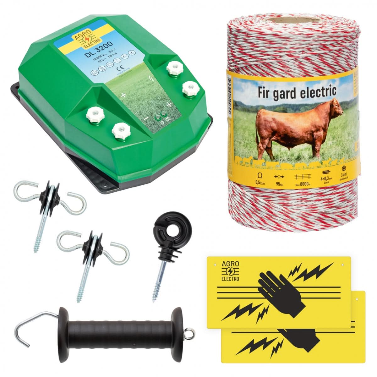 Pachet de Baza Gard Electric 500 m, 3,2 Joule, pentru Animale Domestice
