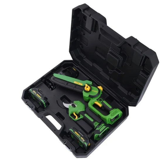 Set foarfeca de gradina si fierastrau cu lant PARTNERPRO PP-FF 5 IN 1, 2 x 20V 2Ah, Brushless