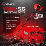 Motocoasa benzina Yamamoto YMA.56, 43cc, 5.8CP, 10000 rpm, motor 2T