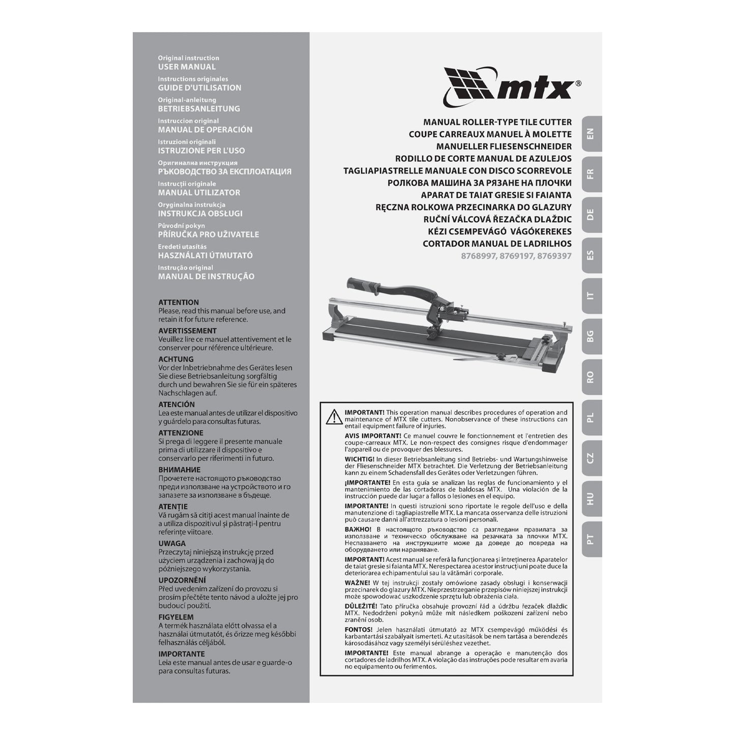 Taietor faianta MTX, 1200 mm, taiere in unghi