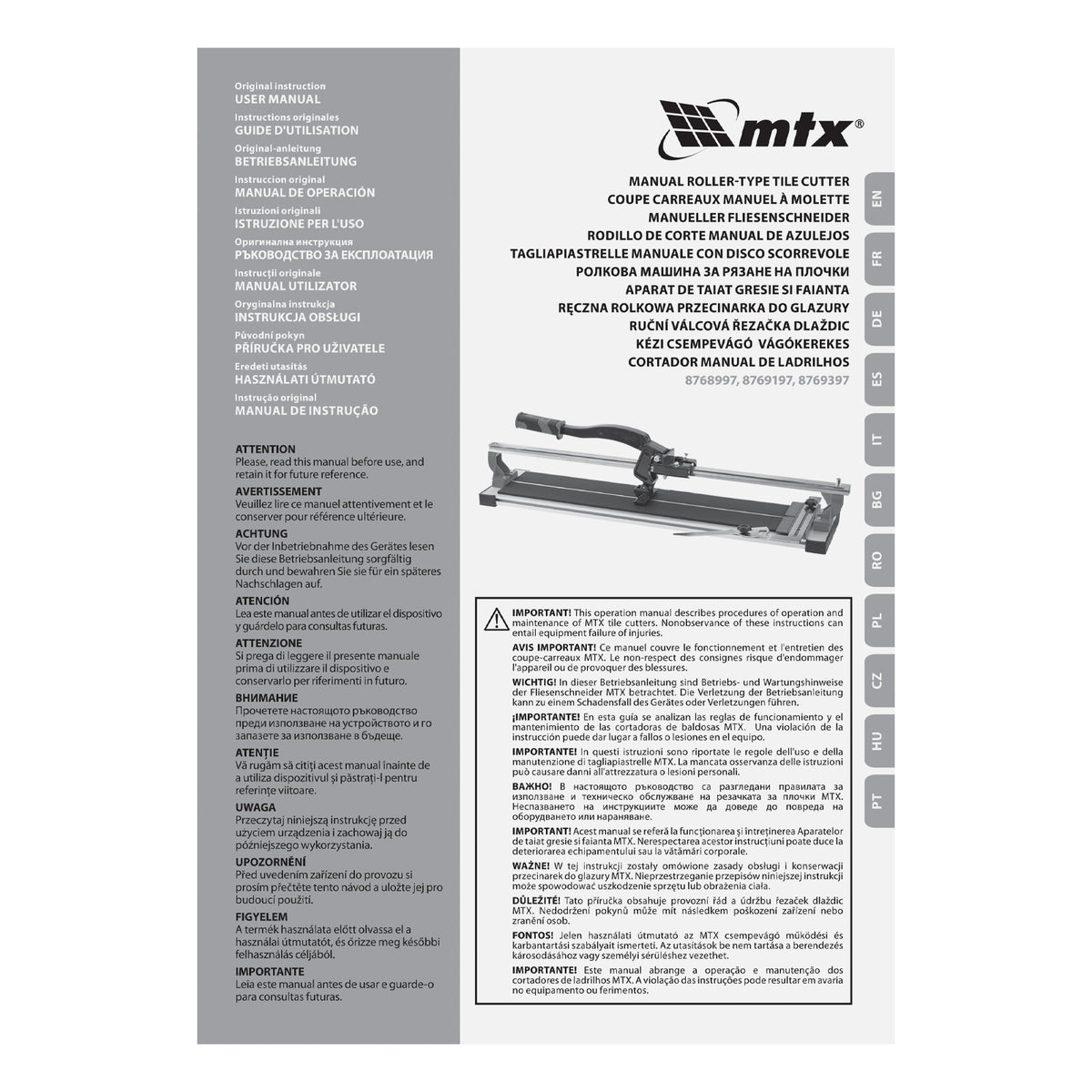 Taietor faianta MTX, 1200 mm, taiere in unghi