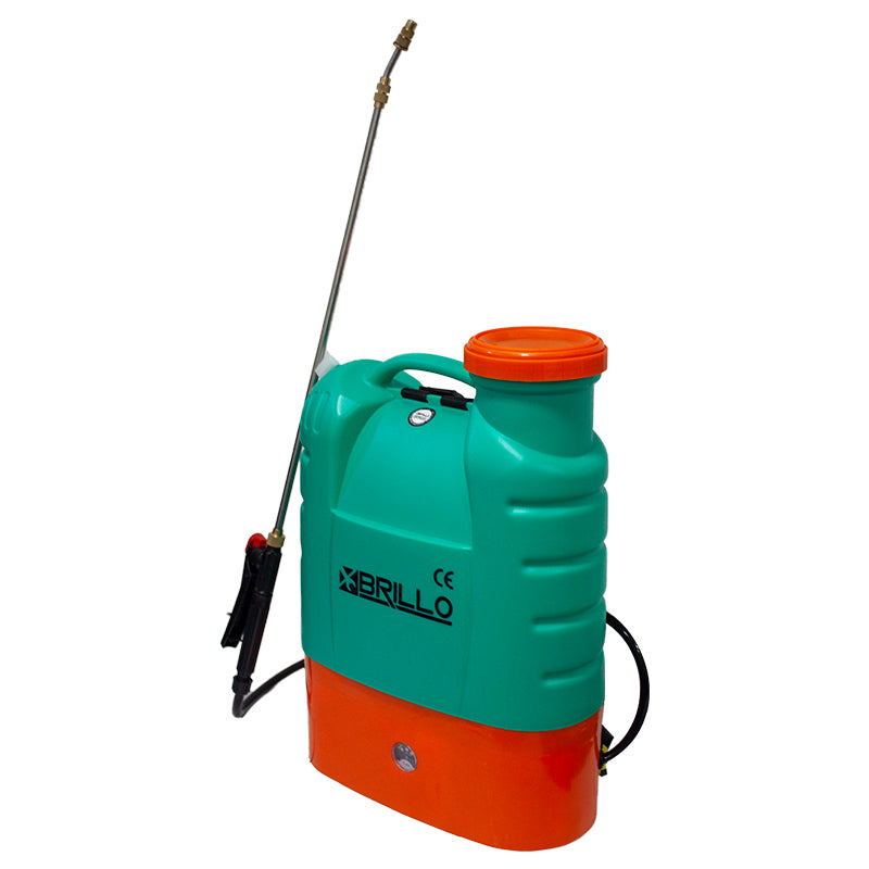 Pompa de stropit electrica Brillo 16L, cu baterie reincarcabila si manometru, set accesorii inclus