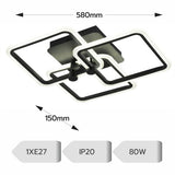 Lustra LED Living 80W, 3 Brate, 3 Culori, Telecomanda IR, 580x150 mm