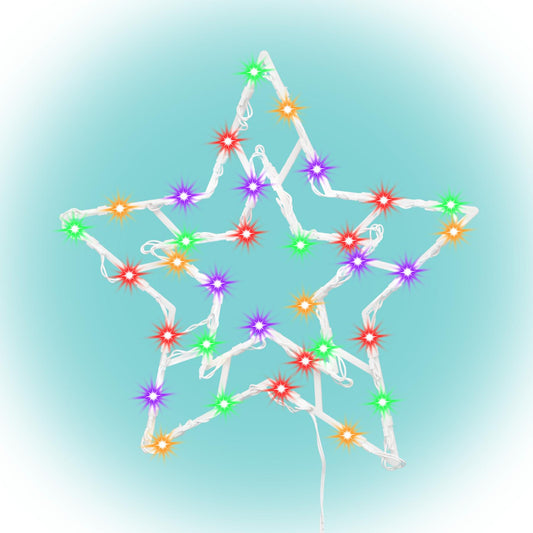 Decoratiune LED fereastra KID503M, stea colorata, 35 LED-uri, timer 6/18h, adaptor IP44, exterior/interior