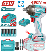 Masina de insurubat cu impact TOTAL 42V, 460 Nm, 1/2"