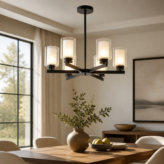 Lustra Tavan Titan Black, 6 Brate, 6xE27 10W