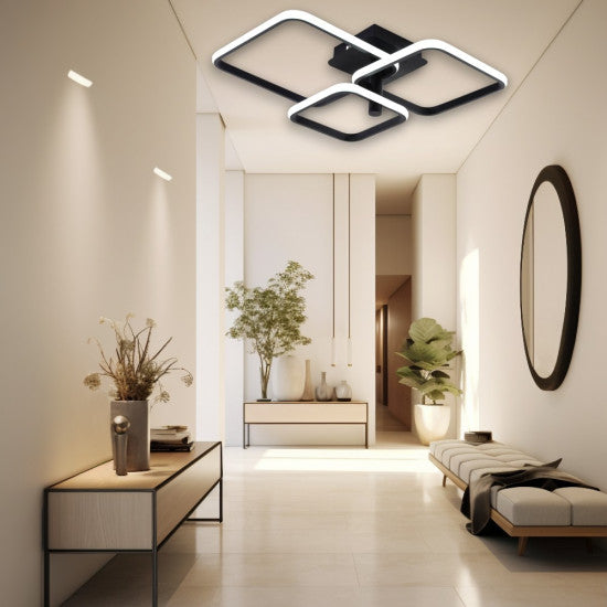 Lustra LED Living 80W, 3 Brate, 3 Culori, Telecomanda IR, 580x150 mm