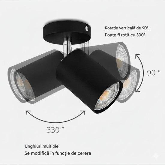 Spot liniar reglabil 2xGU10, 450 mm, negru