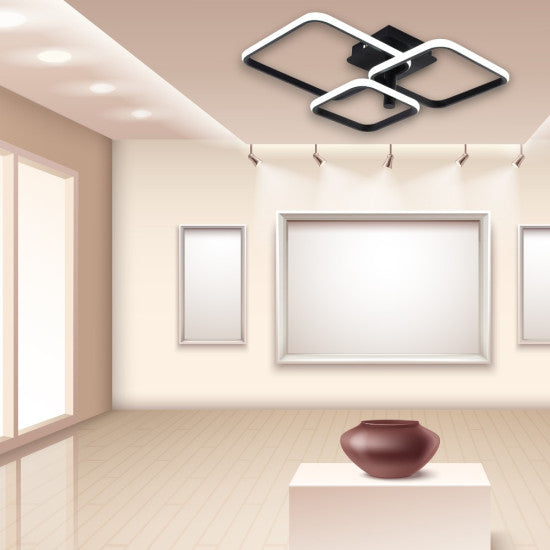 Lustra LED Living 80W, 3 Brate, 3 Culori, Telecomanda IR, 580x150 mm