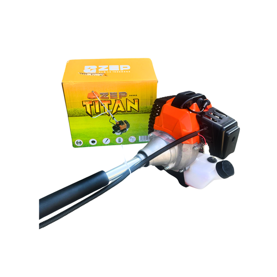 Pachet Motocoasa pe benzina ZEP TITAN 5,9CP, 52cc, 2T, 9000RPM, cu tambur, disc, cultivator, prasitoare si adaptor tip drujba