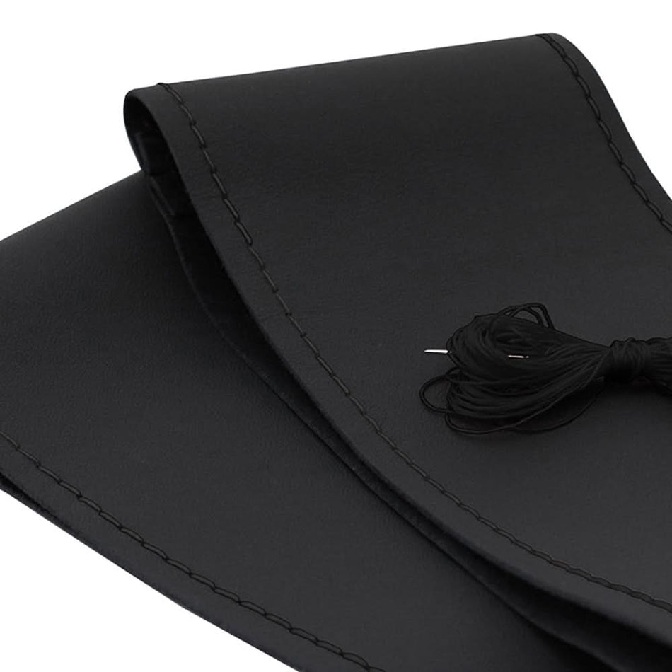 Husa volan UMBRELLA 45615, piele naturală cu șnur, negru, diametru volan 39-40 cm