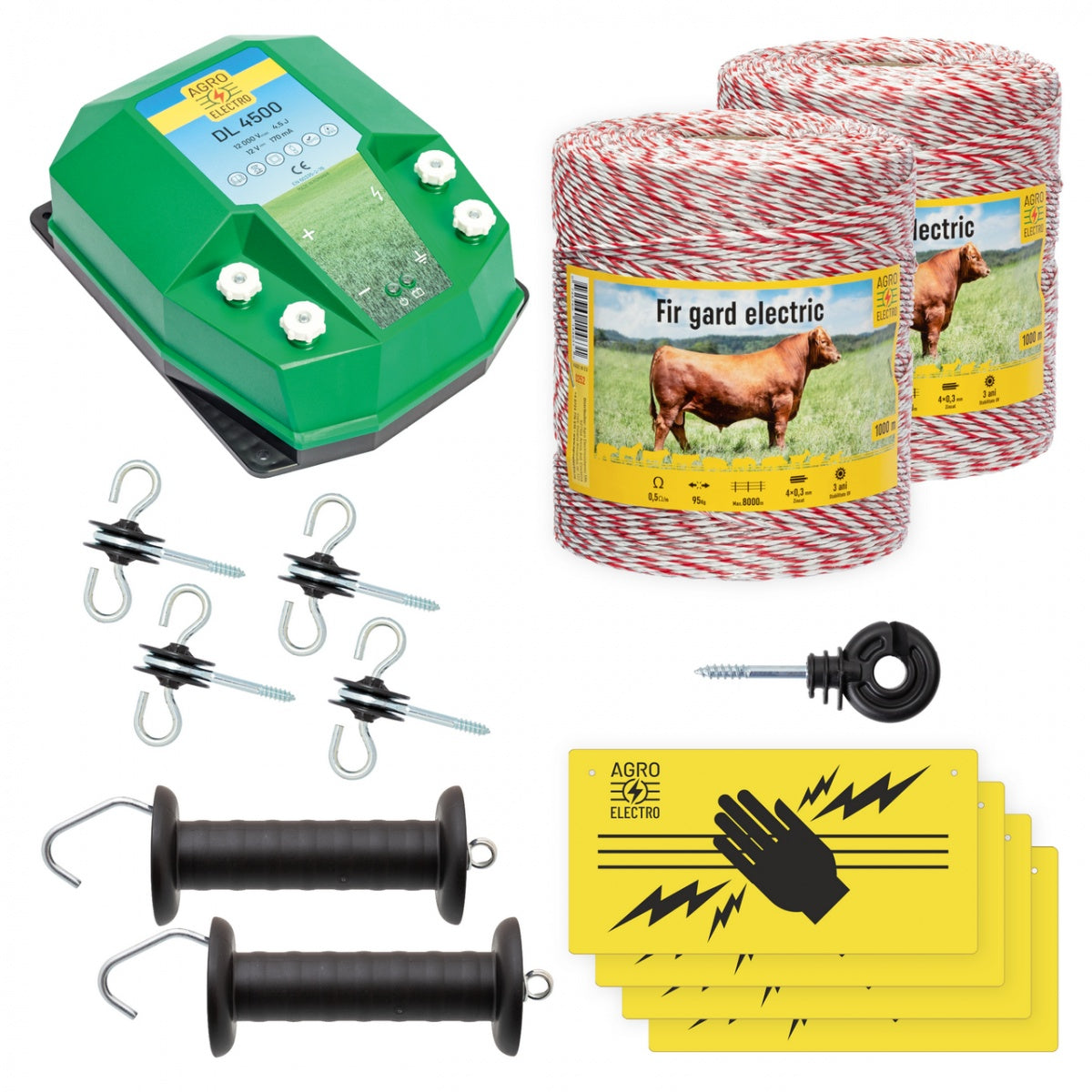 Pachet de Baza Gard Electric 2000 m, 4,5 Joule, pentru Animale Domestice