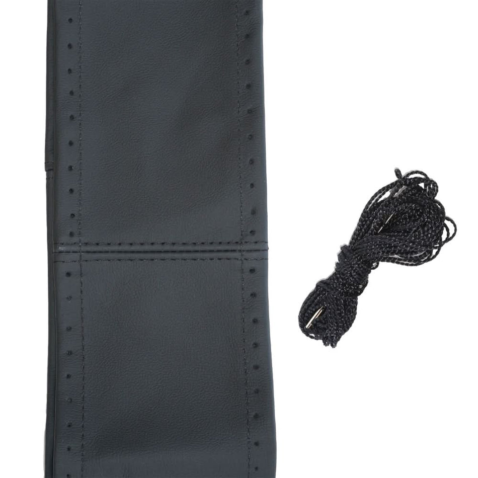 Husa volan UMBRELLA 45617, piele naturală cu șnur, negru, diametru volan 42-43 cm