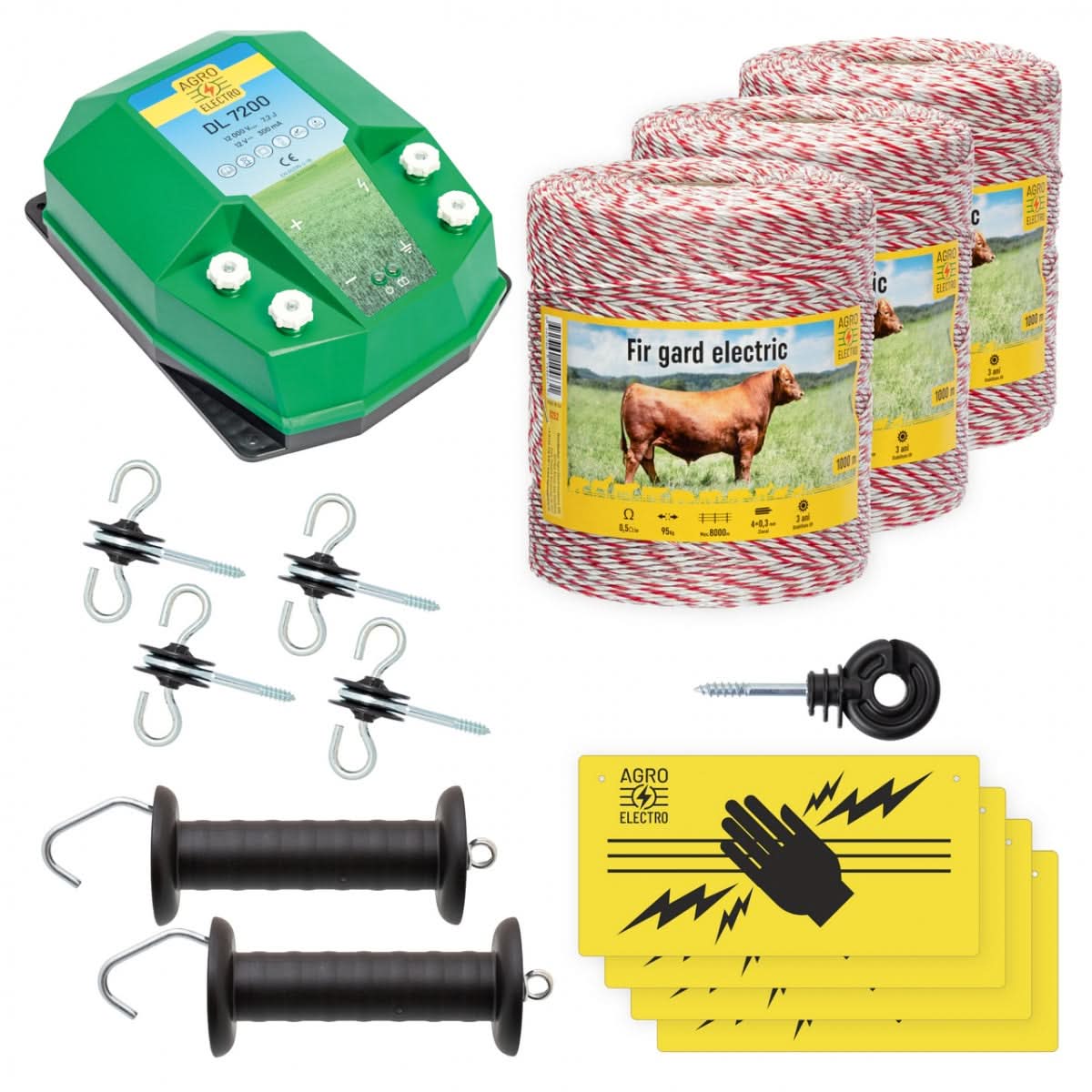 Pachet de Baza Gard Electric 3000 m, 7,2 Joule, pentru Animale Domestice
