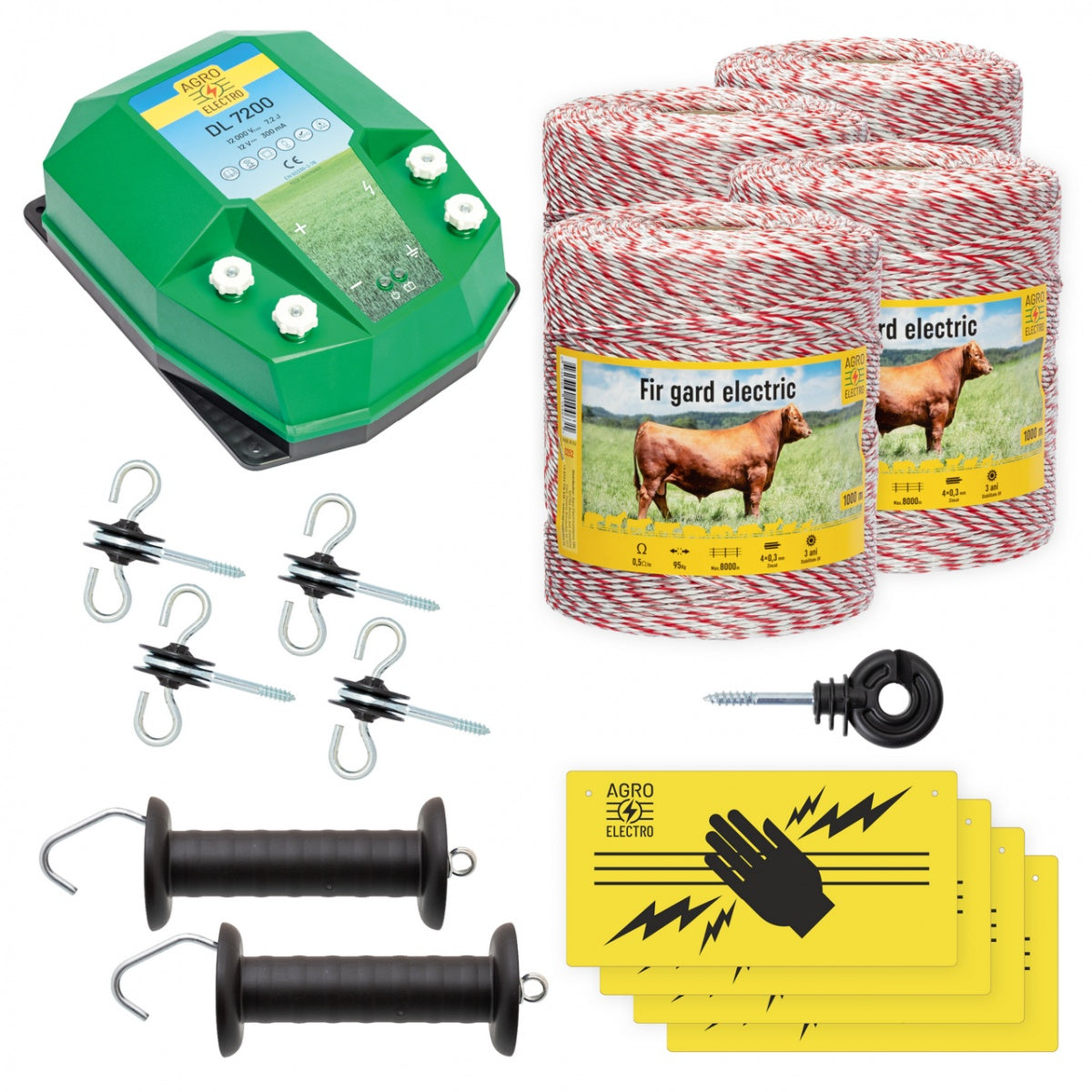 Pachet de Baza Gard Electric 4000 m, 7,2 Joule, pentru Animale Domestice