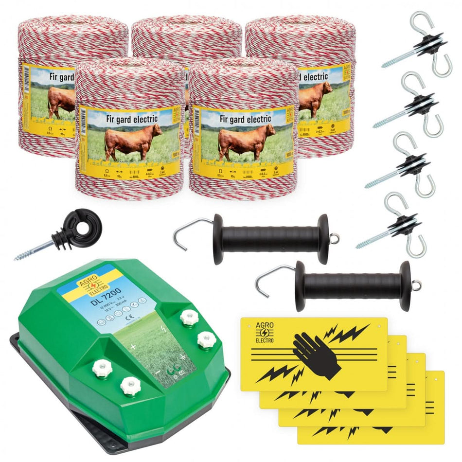 Pachet de Baza Gard Electric 5000 m, 7,2 Joule, pentru Animale Domestice