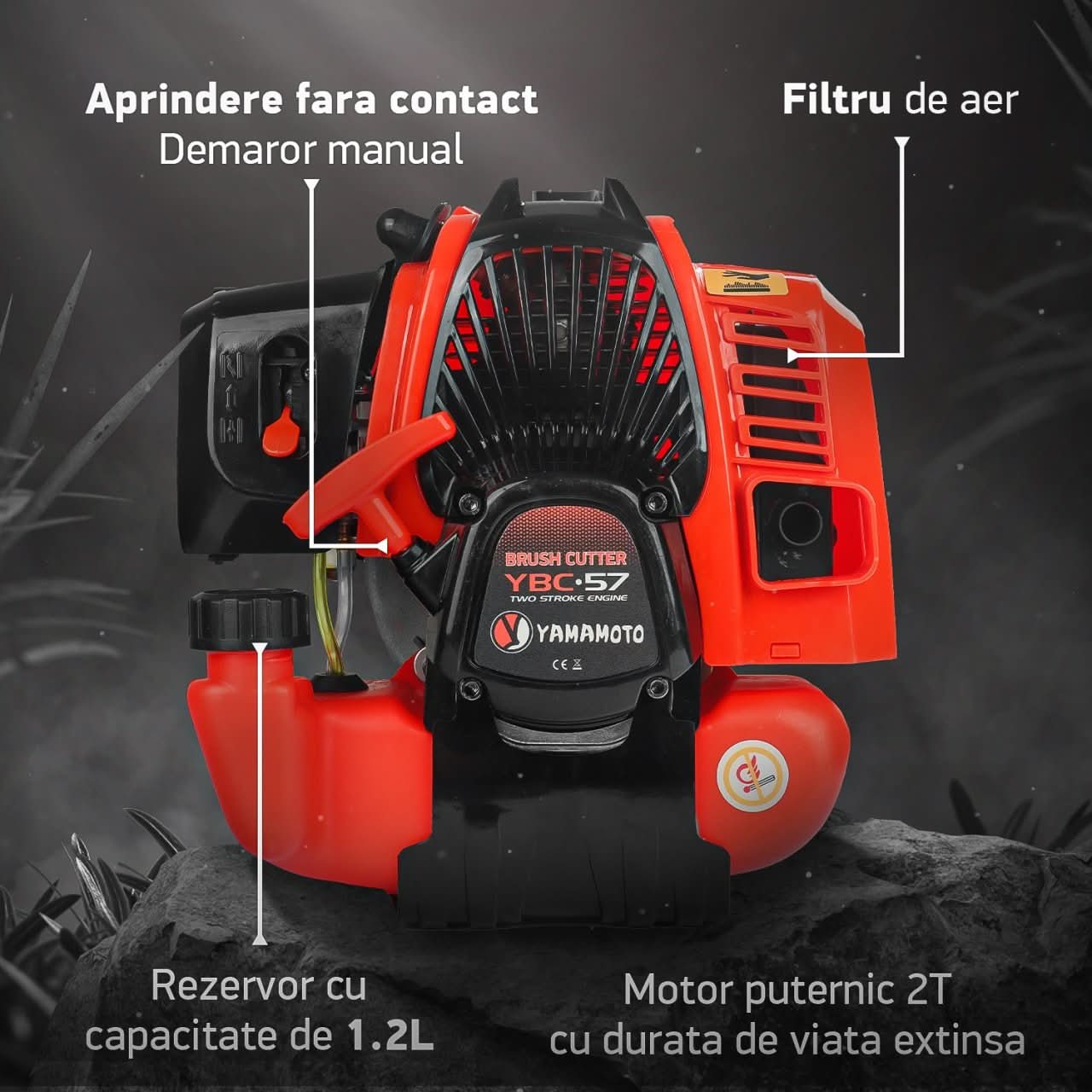 Motocoasa benzina Yamamoto YMA.56, 52cc, 6CP, 10000 rpm, motor 2T