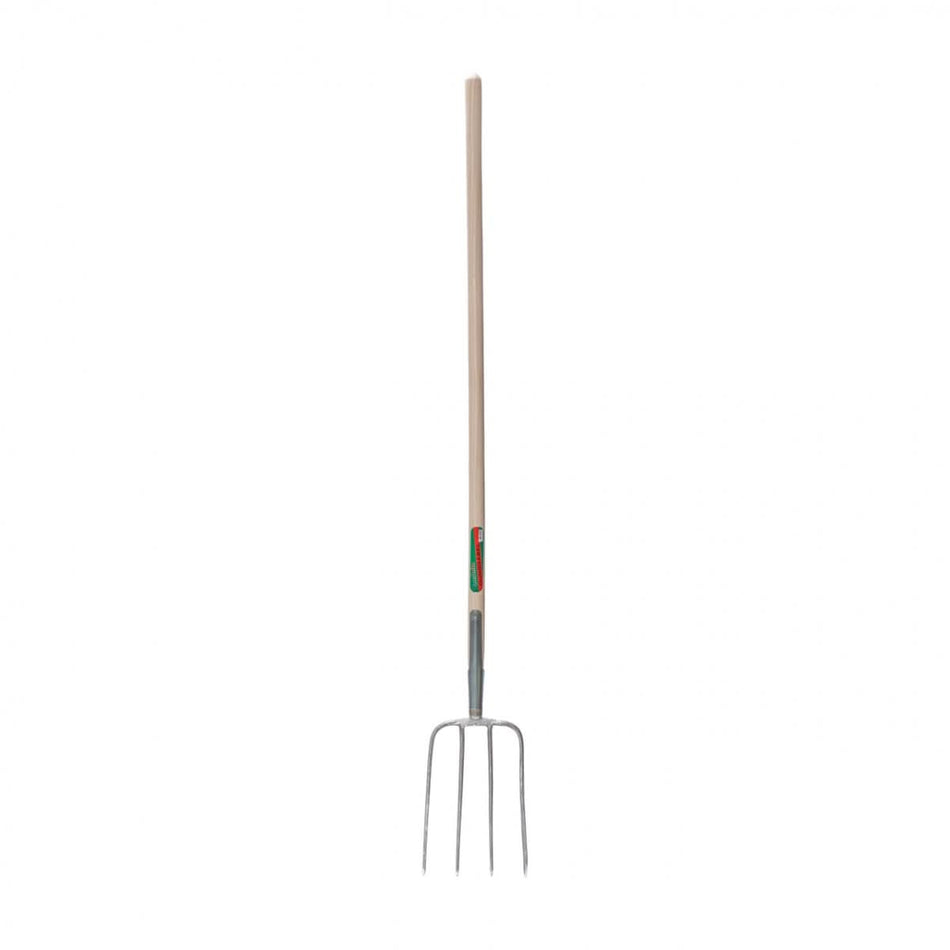 Furca balegar 4 coarne otel vopsit cu coada lemn frasin 135 cm