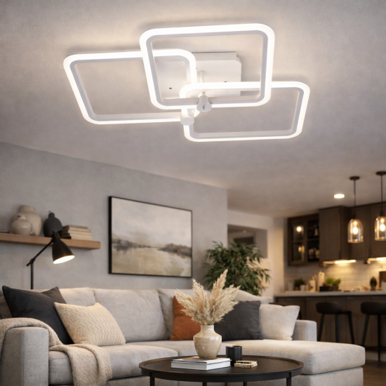 Lustra LED Living 80W, 3 Brate, 580x150 mm, 3 Culori, IR
