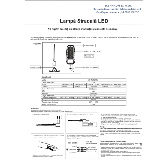 Corp Stradal LED SMD 100W, 10000lm, 6500K