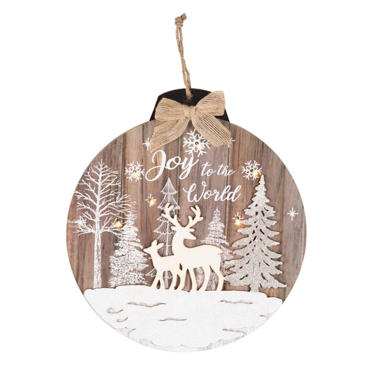 Decor lemn fereastra sau usa KLW 32, 6 LED alb cald, decupaj laser, timer 6/18h, pe baterii