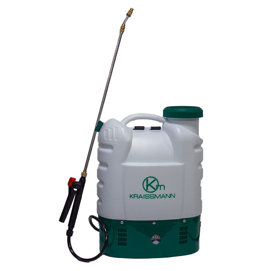 Pompa de stropit electrica Kraissmann 16L, cu baterie reincarcabila si manometru, set accesorii inclus