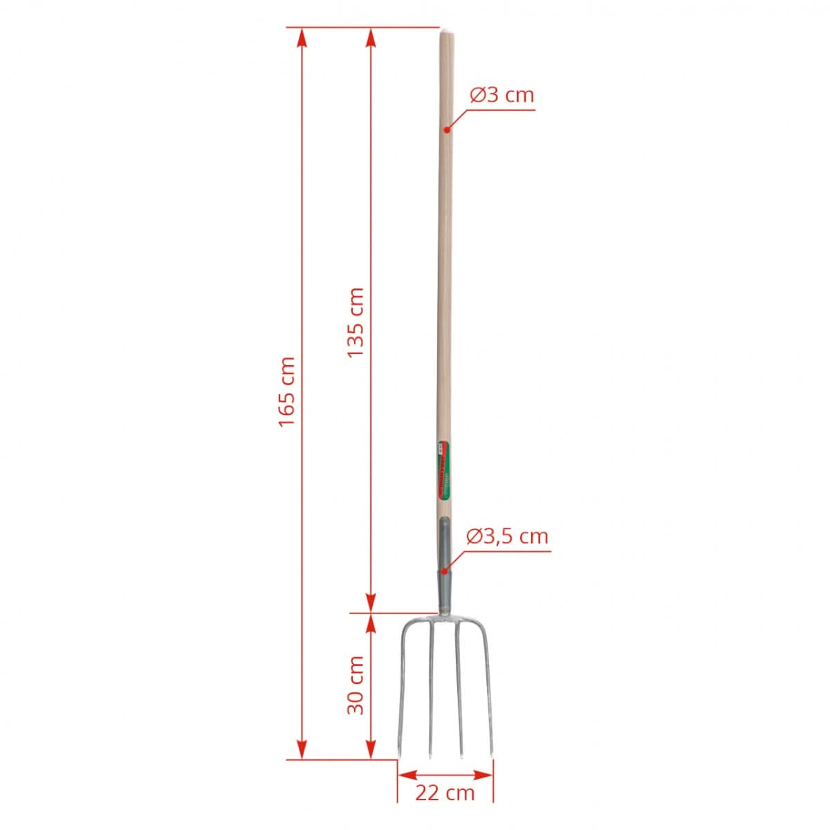 Furca balegar 4 coarne otel vopsit cu coada lemn frasin 135 cm