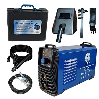 Aparat sudura invertor LIDER MMA450A, 450A, afișaj electronic, cabluri 3m, cutie transport
