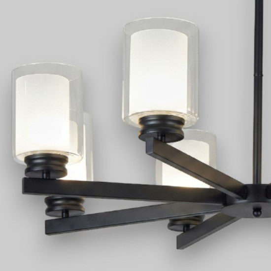 Lustra Tavan Titan Black, 8 Brate, 8xE27 10W