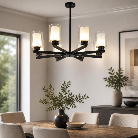 Lustra Tavan Titan Black, 8 Brate, 8xE27 10W