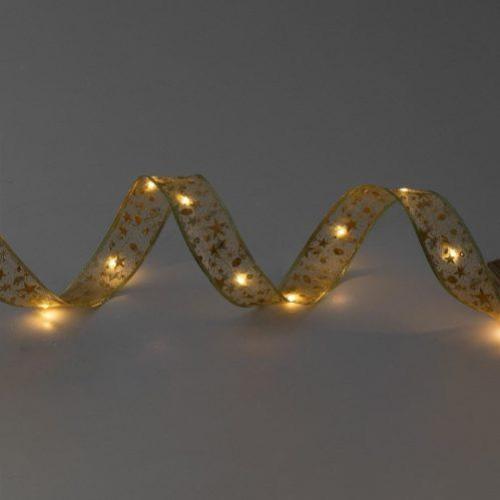 Banda LED decorativa 15 m, 150 LED alb cald, 8 moduri, timer 6h/18h, panglica aurie, interior exterior, adaptor inclus