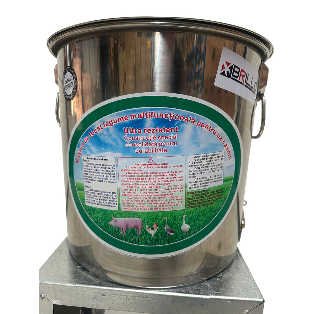 Masina de tocat legume Brillo 5L, motor electric 2200W, cu 4 discuri si lingura de lemn