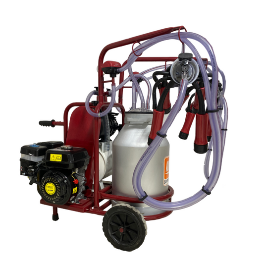 Aparat muls vaci PROFESIONAL Bartech 2 posturi, 40L aluminiu, plastic, 0,55 kW, motor termic