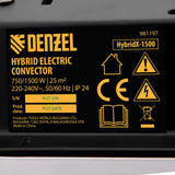Convector electric hibrid Denzel HybridX-1500, 1500W, incalzitor cu infrarosu, termostat digital, montaj pe perete sau podea