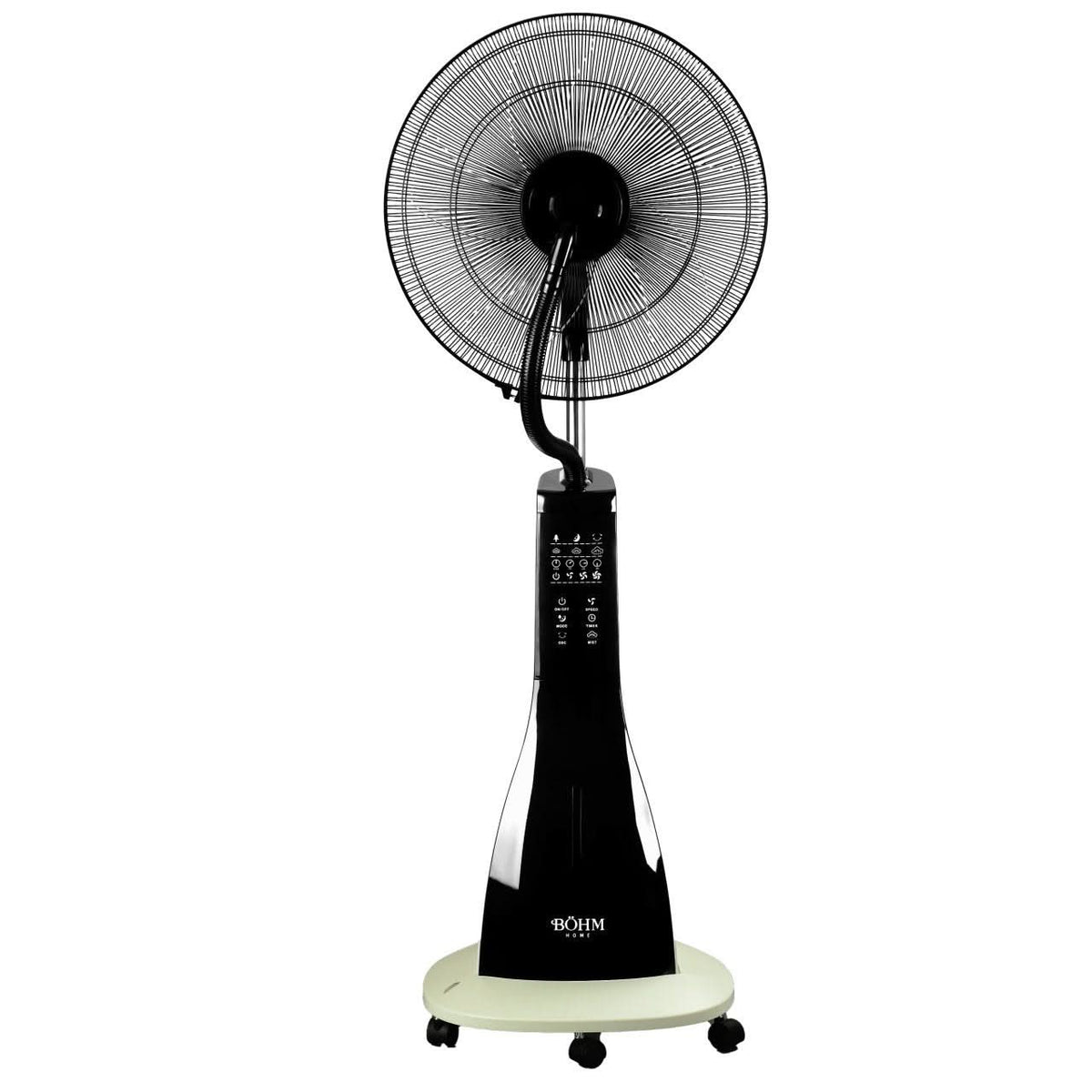 Ventilator cu apa si umidificare BÖHM HOME BSP40-RA, 16 inch, 90W, 3 trepte viteza, rezervor 3L, oscilatie 75°, negru