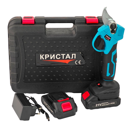 Foarfeca electrica 21V 2000mAh pentru vie crengi gradina 2 acumulatori lama otel SK5 DDT-CRISTAL