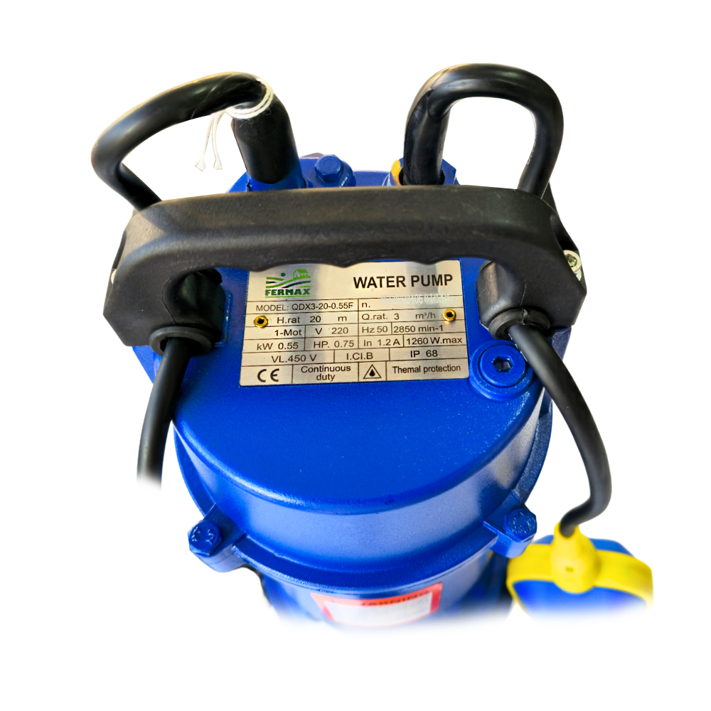 Pompa Submersibilă Fermax QDX-3-20, 550W, 3900 l/h, 20m, Plutitor, IP58, Fontă, 1"