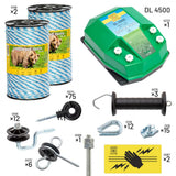Pachet gard electric apicultori DL4500 alimentare 12V franghie izolatori maner poarta conectori