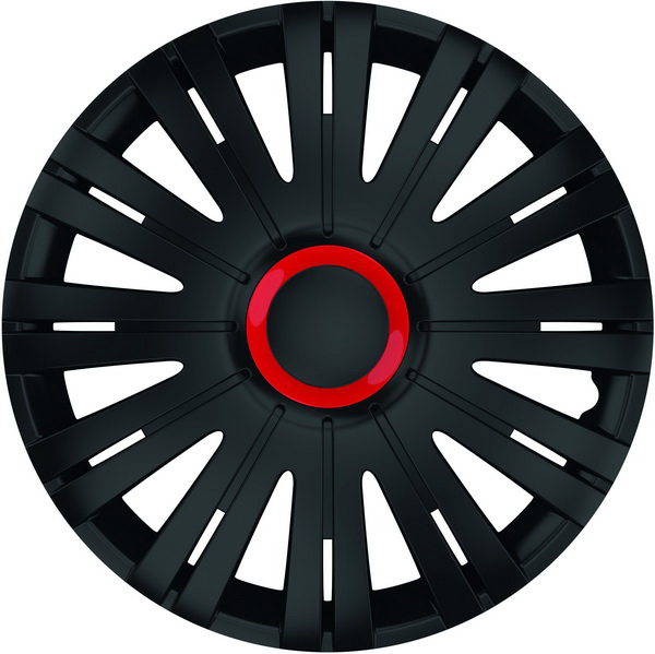 Set Capace Roți 15 inch Negre cu Inel Roșu Active, Universale