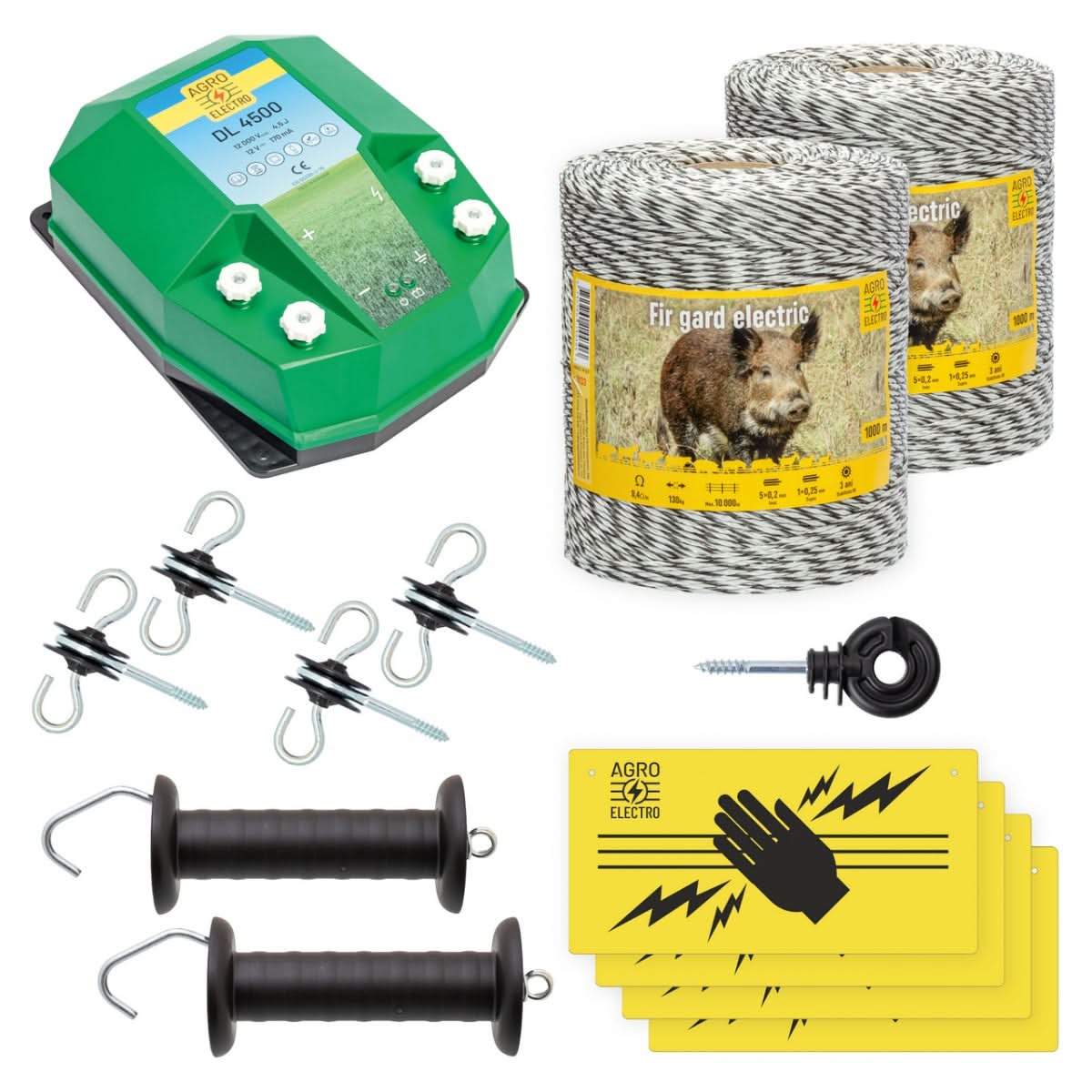 Pachet de Baza Gard Electric 2000 m, 4,5 Joule, pentru Animale Salbatice