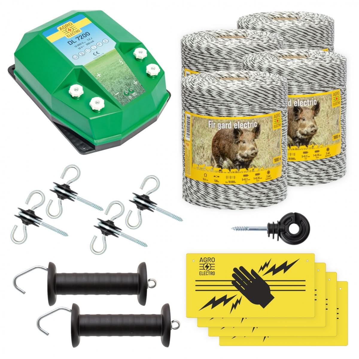 Pachet de Baza Gard Electric 4000 m, 7,2 Joule, pentru Animale Salbatice