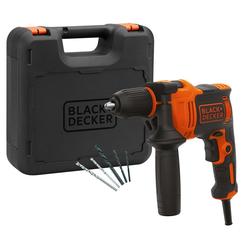 Masina de gaurit cu percutie Black & Decker BEH710K, 710 W, mandrina rapida 13 mm, cutie transport