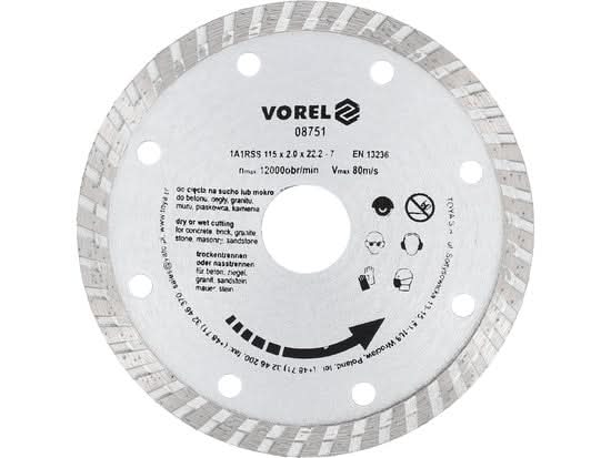 Disc Diamantat Turbo Vorel 115 mm, Taiere Rapida Beton si Piatra