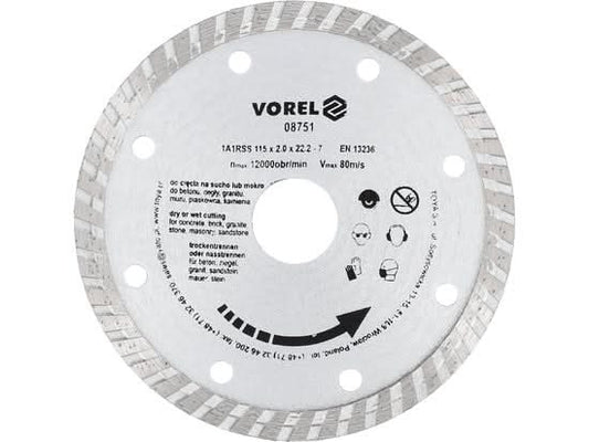 Disc Diamantat Turbo Vorel 115 mm, Taiere Rapida Beton si Piatra