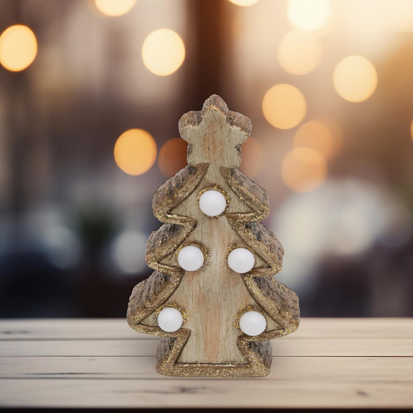 Figurina Ceramica cu Globuri EVA Iluminate, 5 LED-uri Alb Cald, Alimentare LR44, Decor Interior – KDC 15/T